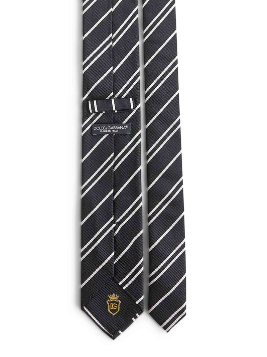 Black striped jacquard silk Martini tie