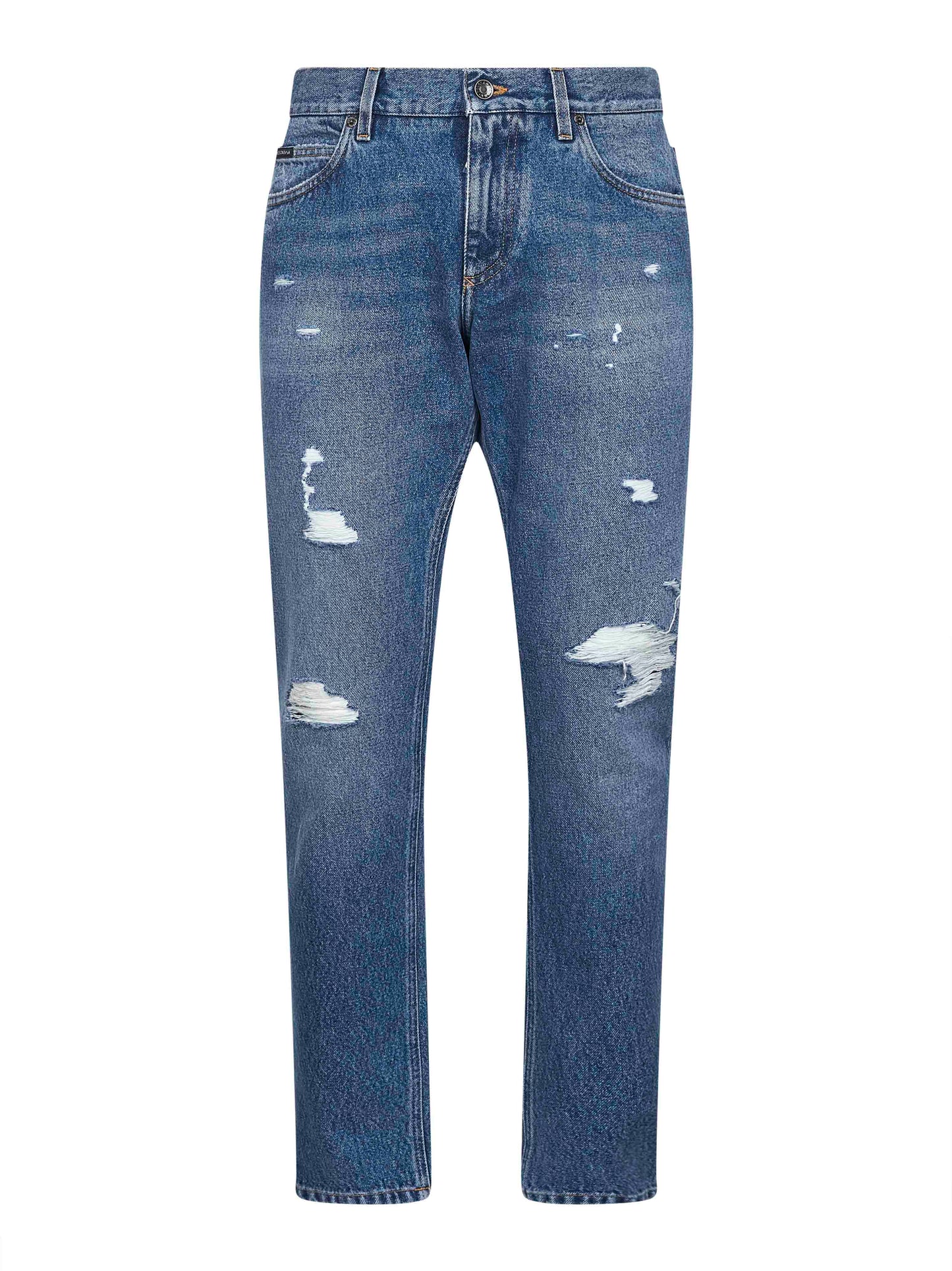 Blue cotton denim regular jeans