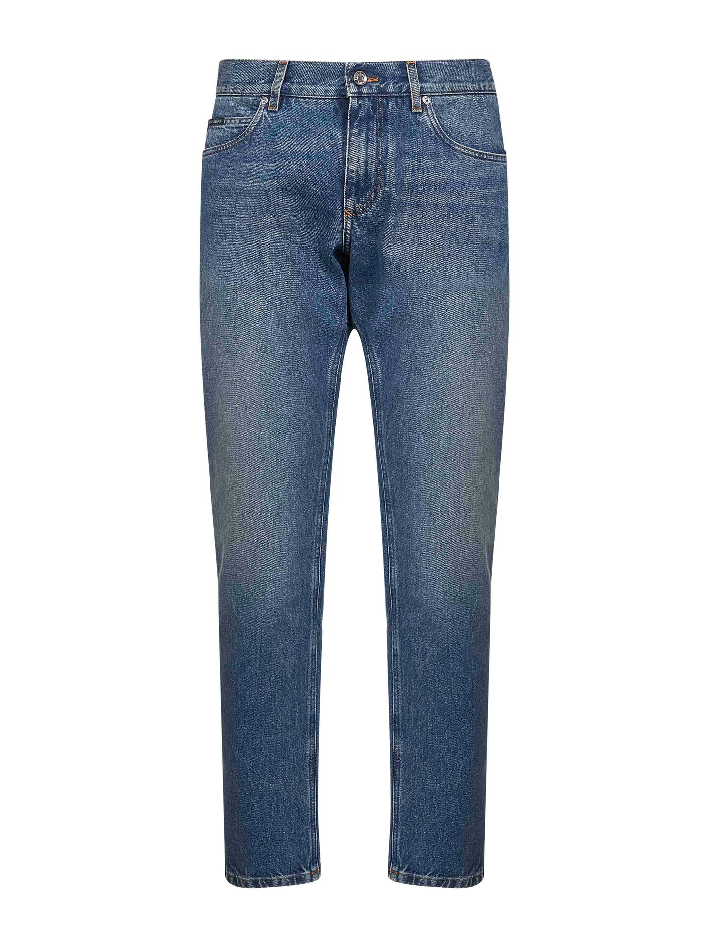 Blue cotton denim regular jeans