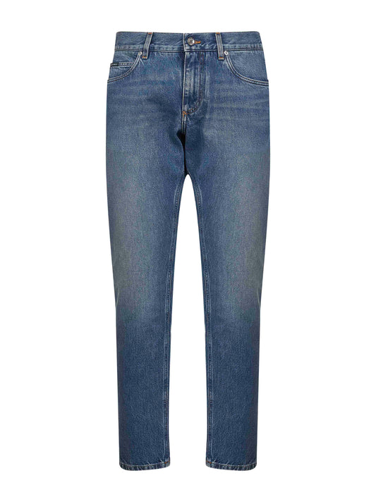 Blue cotton denim regular jeans