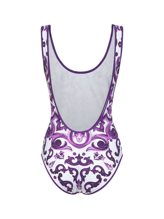 Maiolica print one-piece swimsuit
