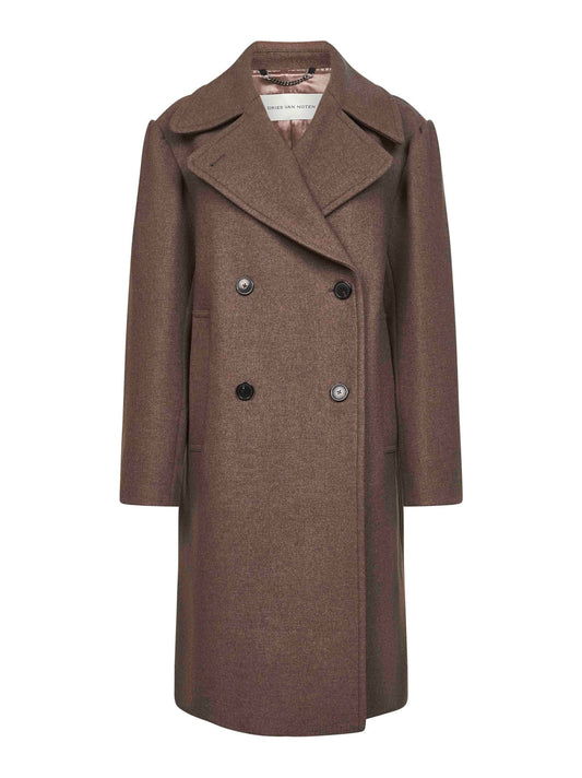 Brown wool blend double-breasted coat