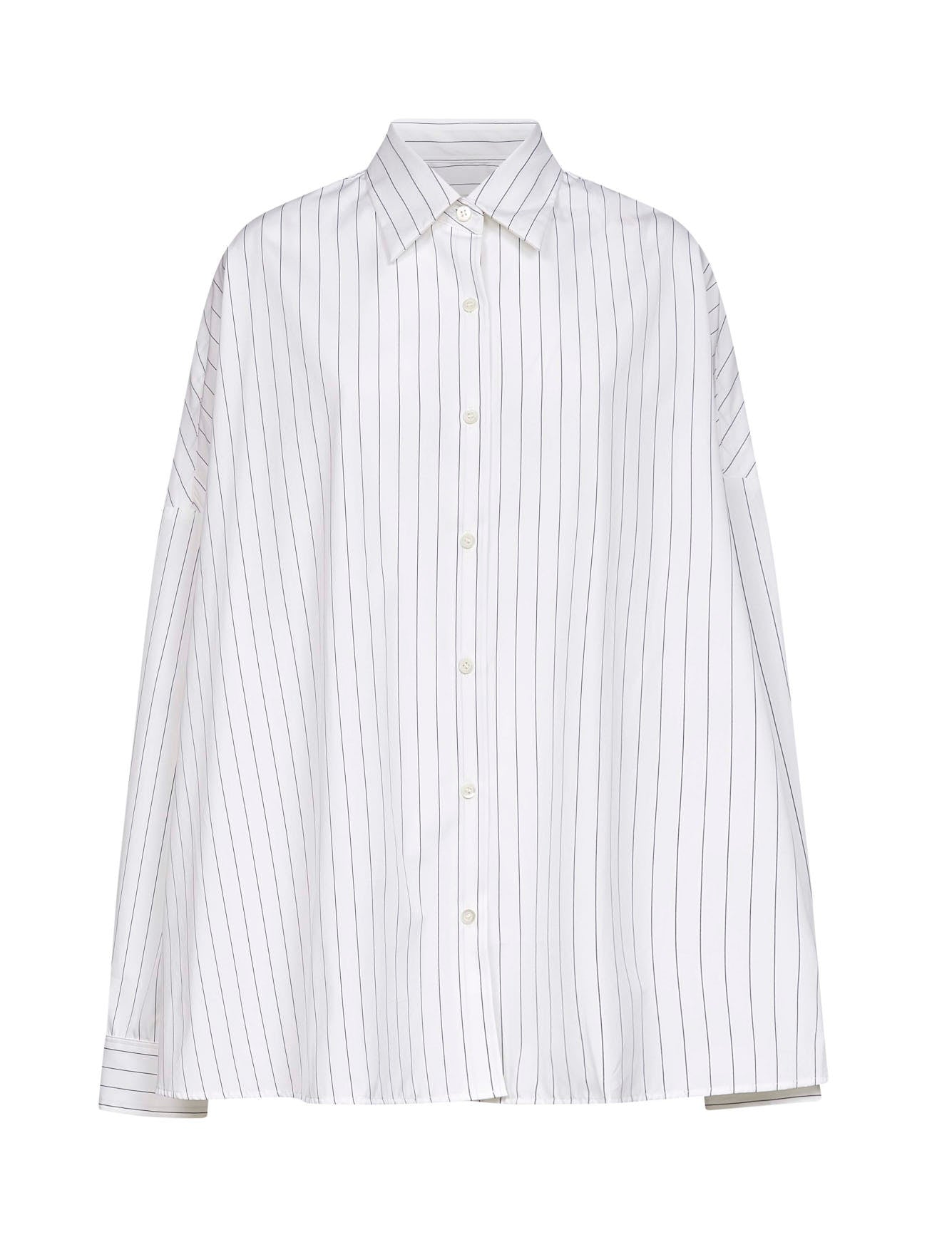 White striped cotton cocoon shirt