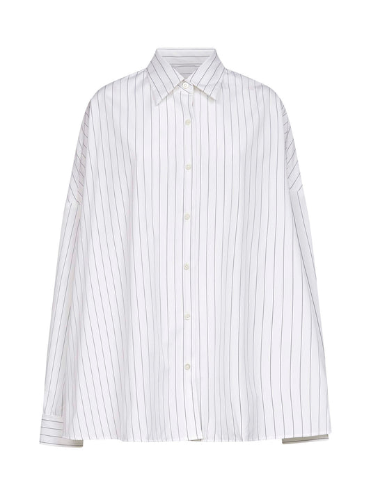 White striped cotton cocoon shirt