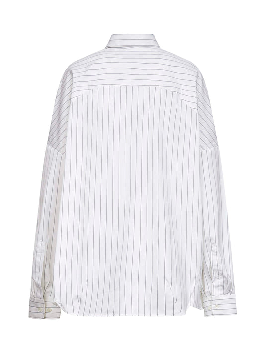 White striped cotton cocoon shirt