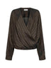 Brown striped cupro draped blouse