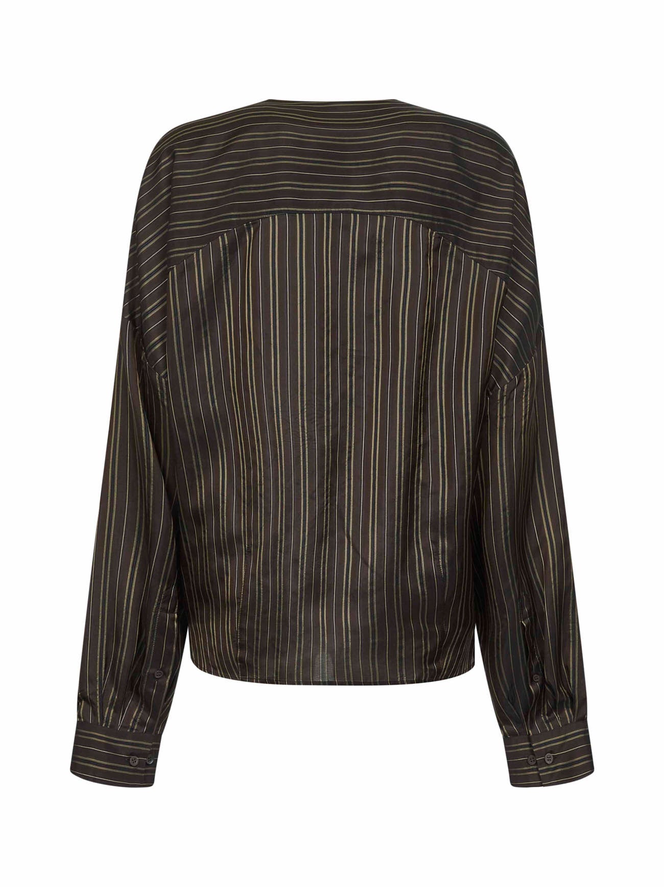 Brown striped cupro draped blouse