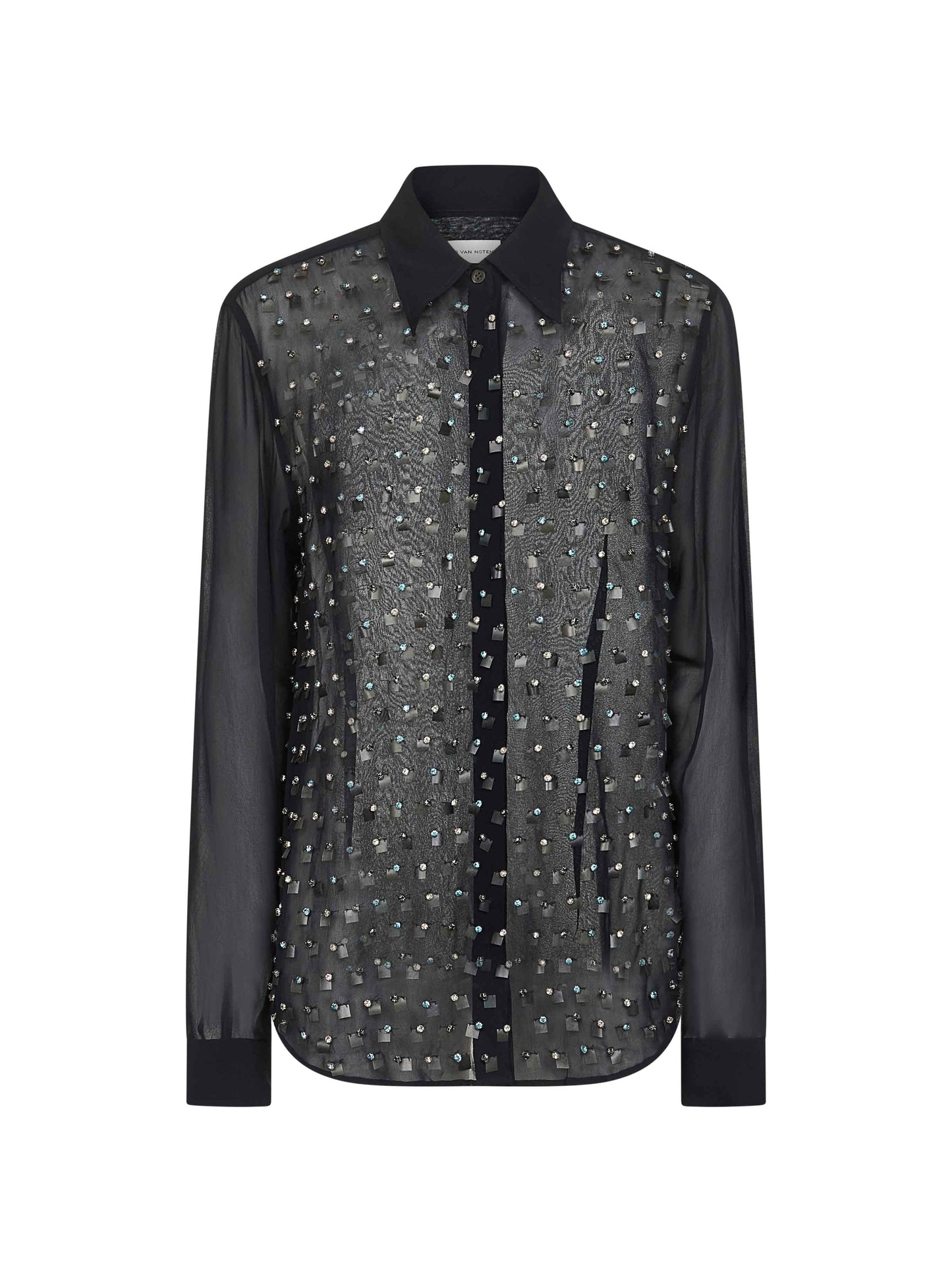 Blue georgette jewel embellished shirt