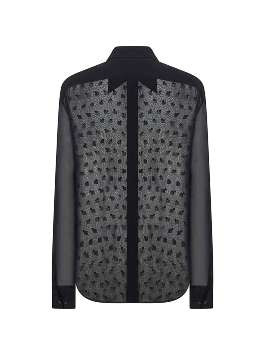 Blue georgette jewel embellished shirt