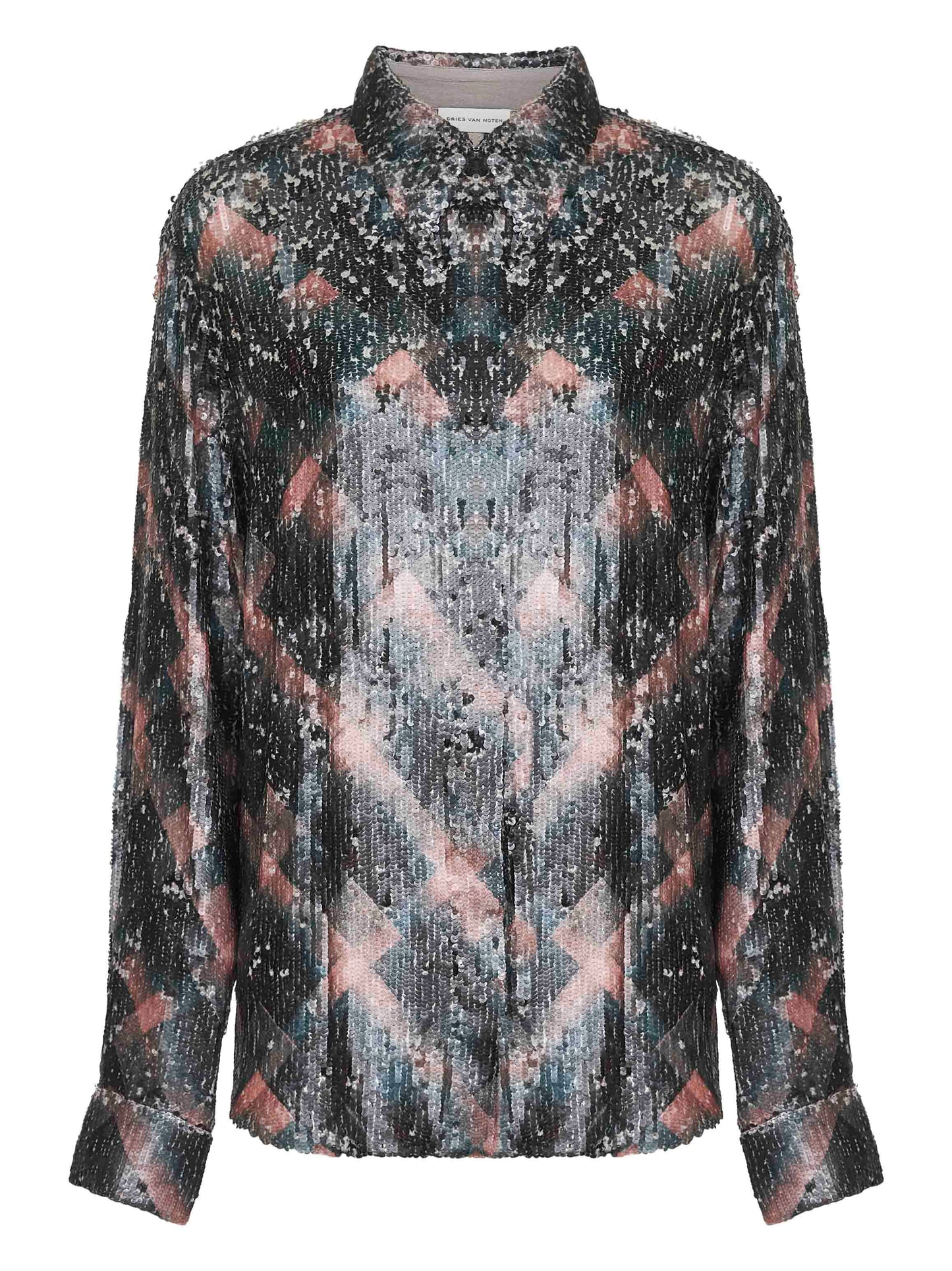 Spray-Painted Check sequin shirt