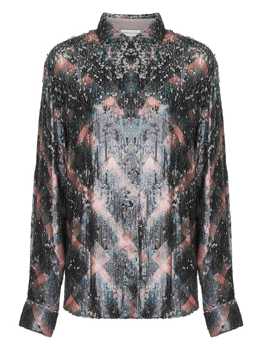 Spray-Painted Check sequin shirt