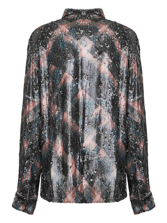 Spray-Painted Check sequin shirt