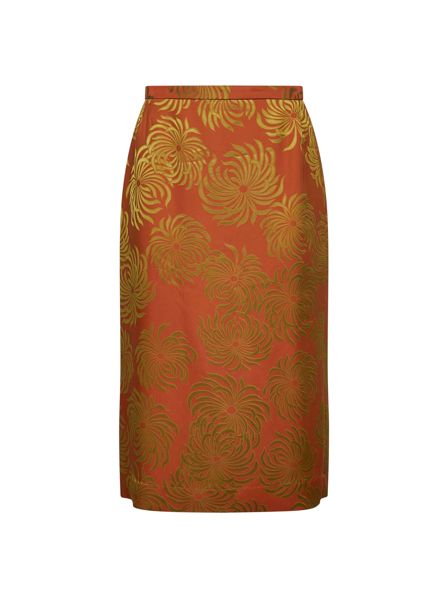 Gonna midi in misto viscosa jacquard arancione