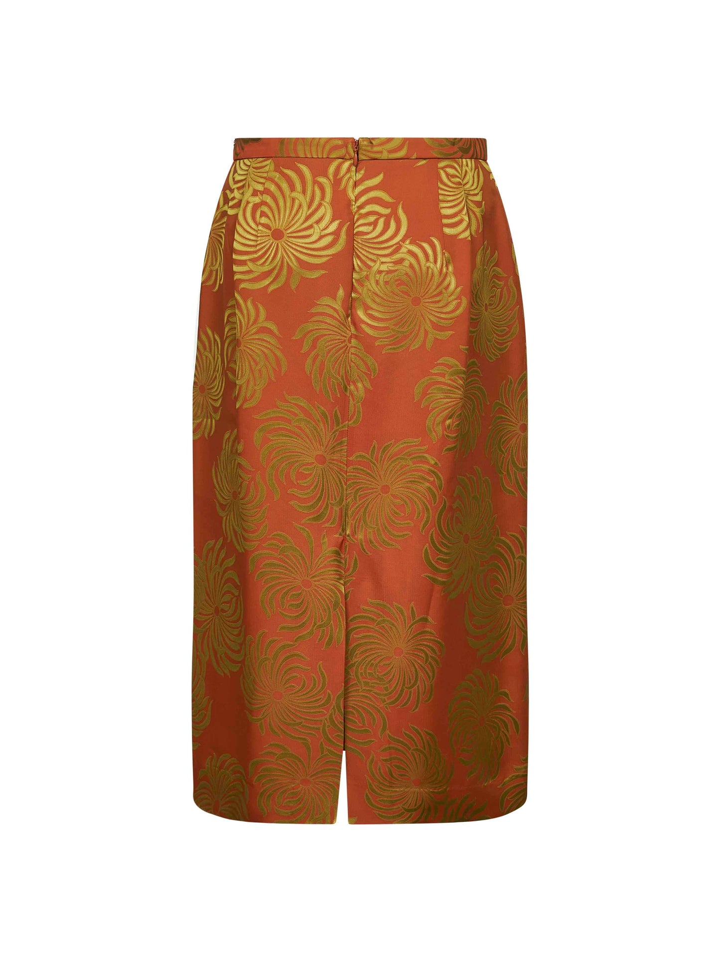 Gonna midi in misto viscosa jacquard arancione