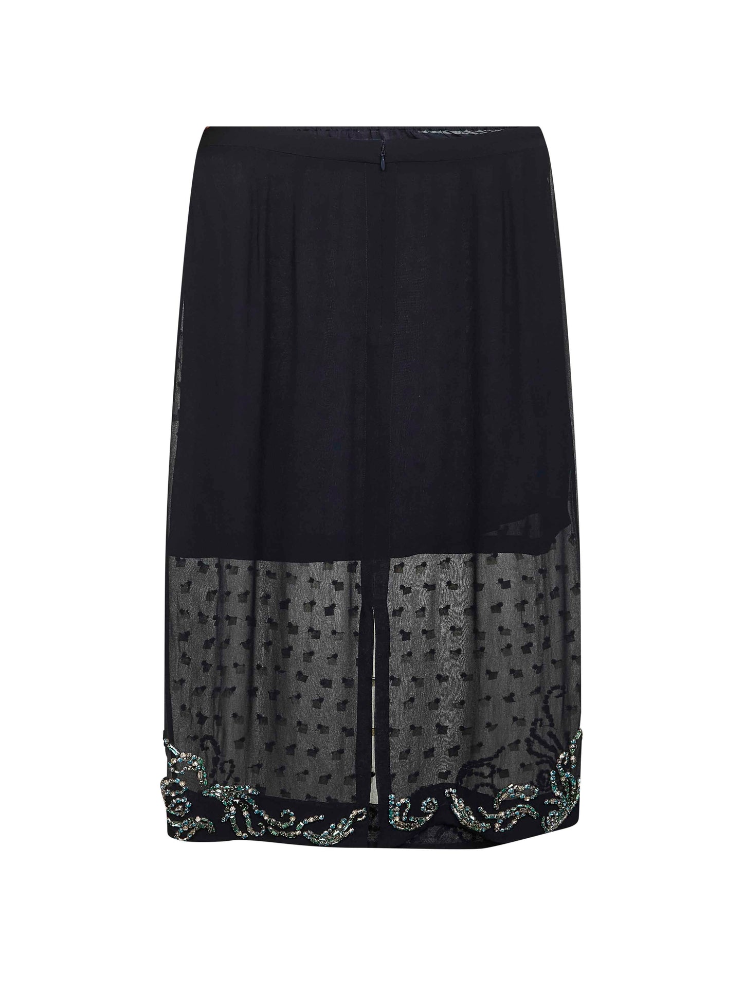 Blue georgette jewel embellished midi skirt