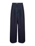 Jeans a gamba larga in denim con pinces<BR/>