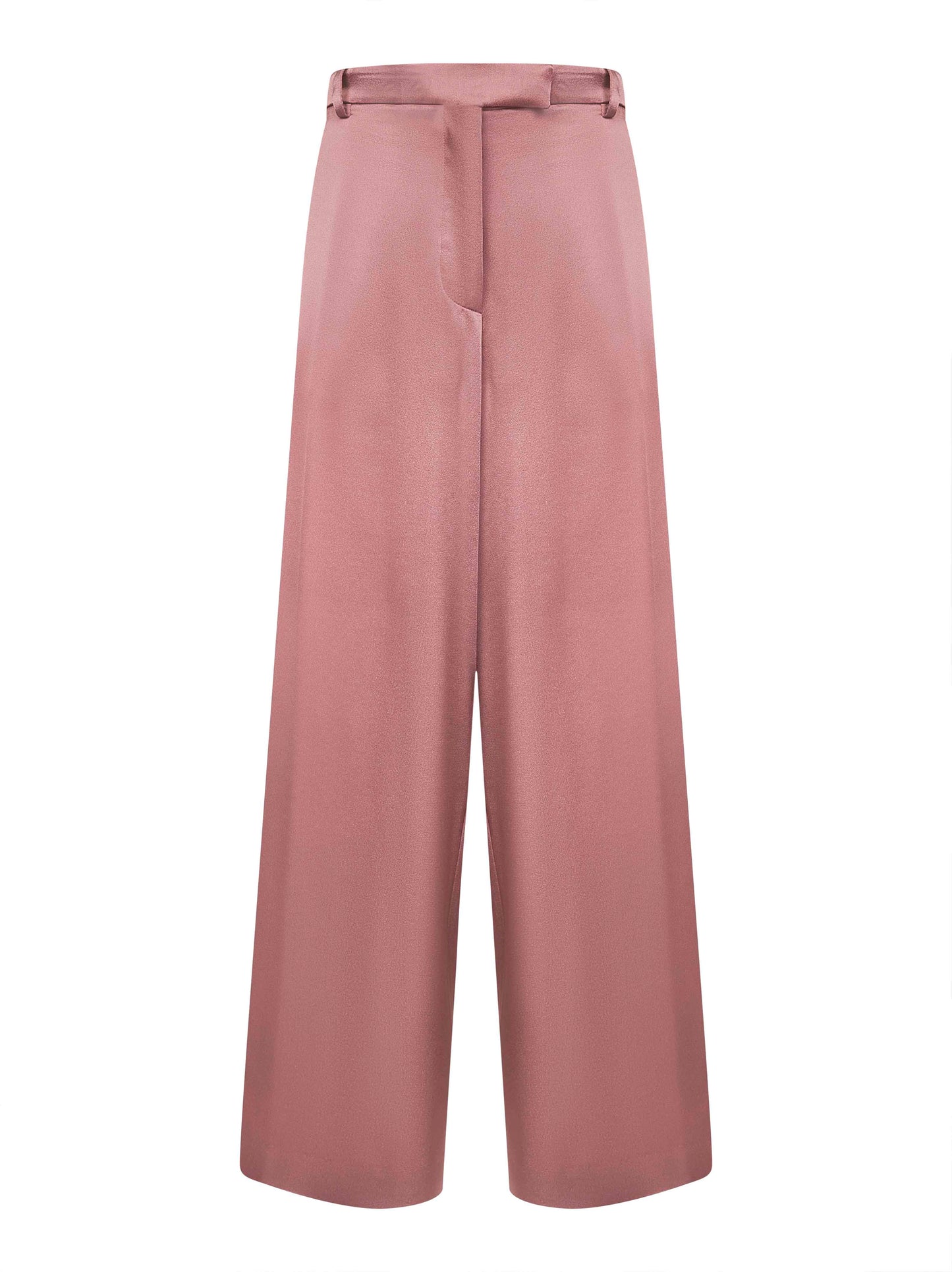 Old rose satin wide-leg trousers