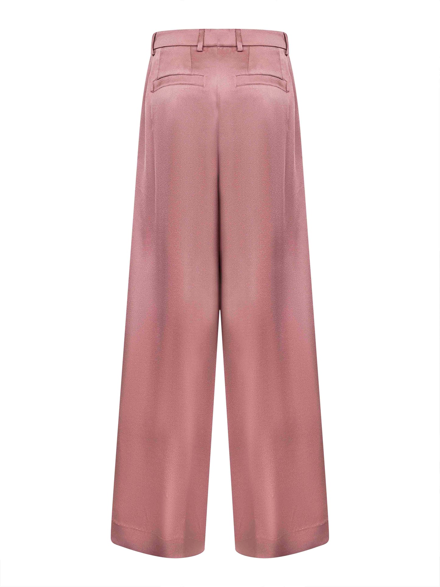 Old rose satin wide-leg trousers