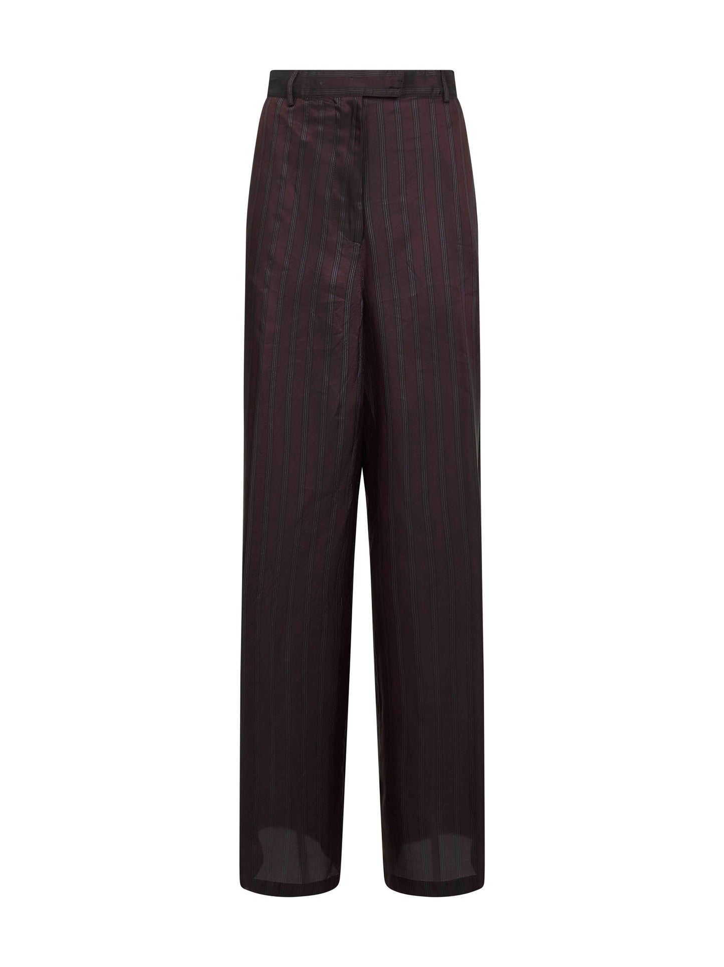 Brown striped cupro wide-leg trousers