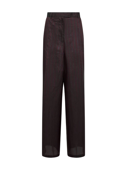 Brown striped cupro wide-leg trousers