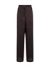 Brown striped cupro wide-leg trousers