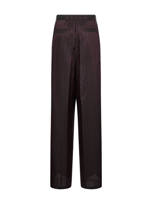 Brown striped cupro wide-leg trousers