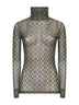 Green Mini Tie print mesh top