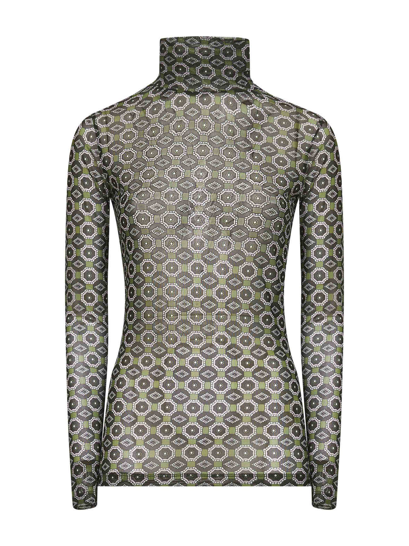 Green Mini Tie print mesh top