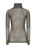 Green Mini Tie print mesh top