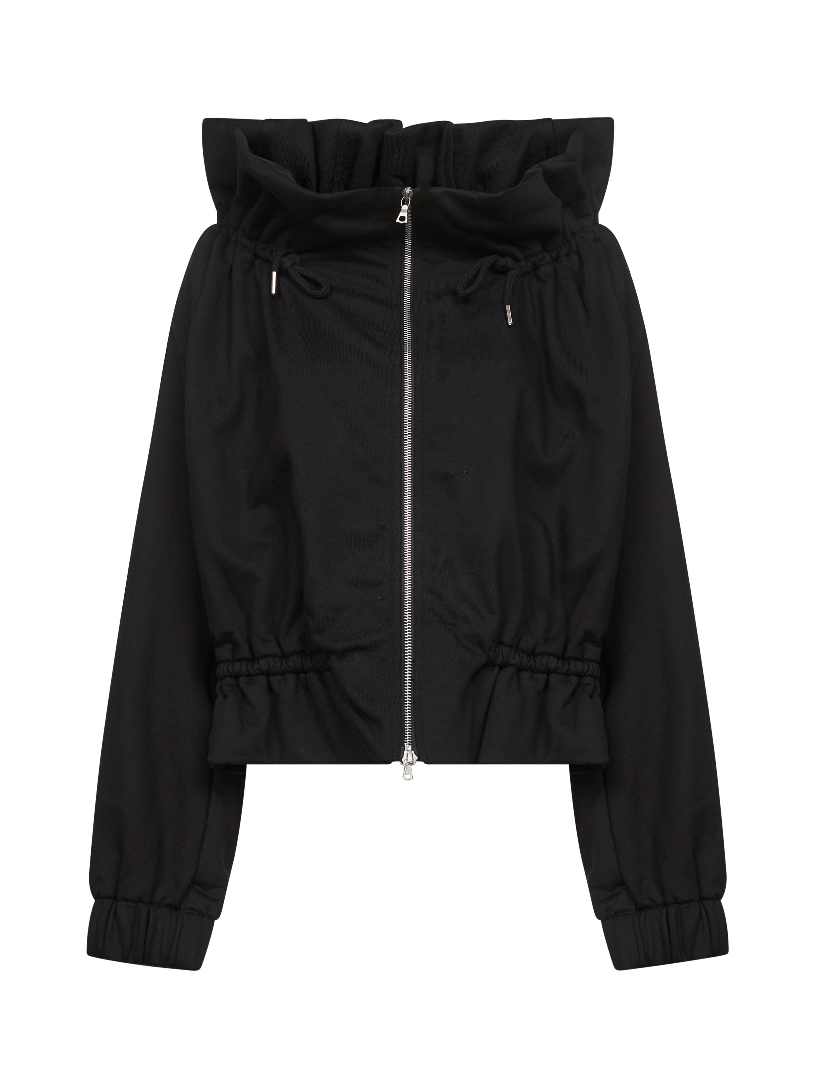 Black heavyweight jersey zip-up cocoon blouson – Daniello.com
