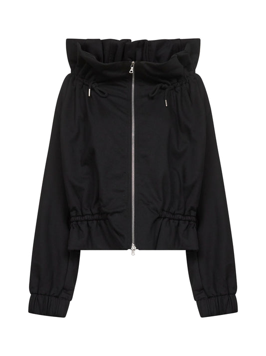 Blouson cocoon con zip in jersey pesante nero<BR/>