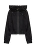 Black heavyweight jersey zip-up cocoon blouson