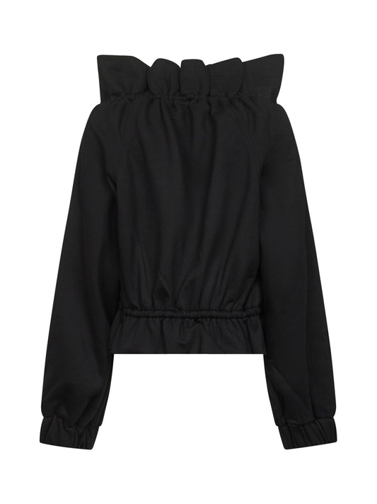 Blouson cocoon con zip in jersey pesante nero<BR/>