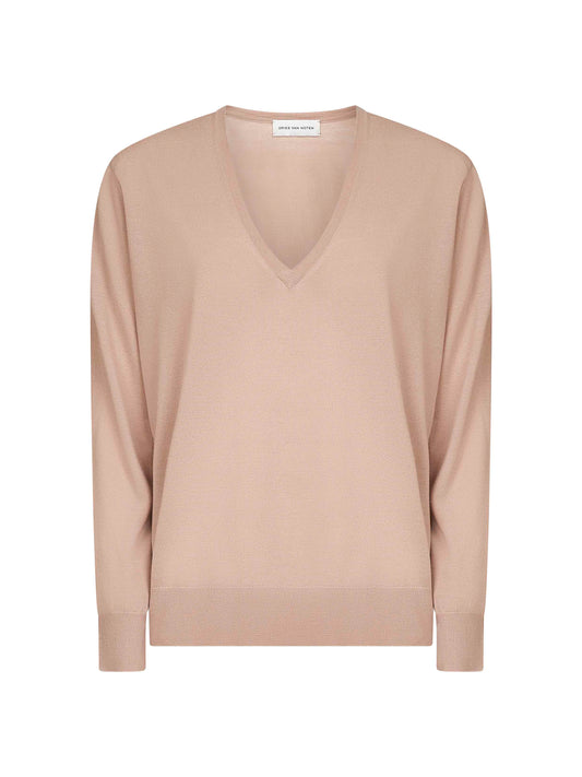 Pink fine Merino wool loose-fit sweater