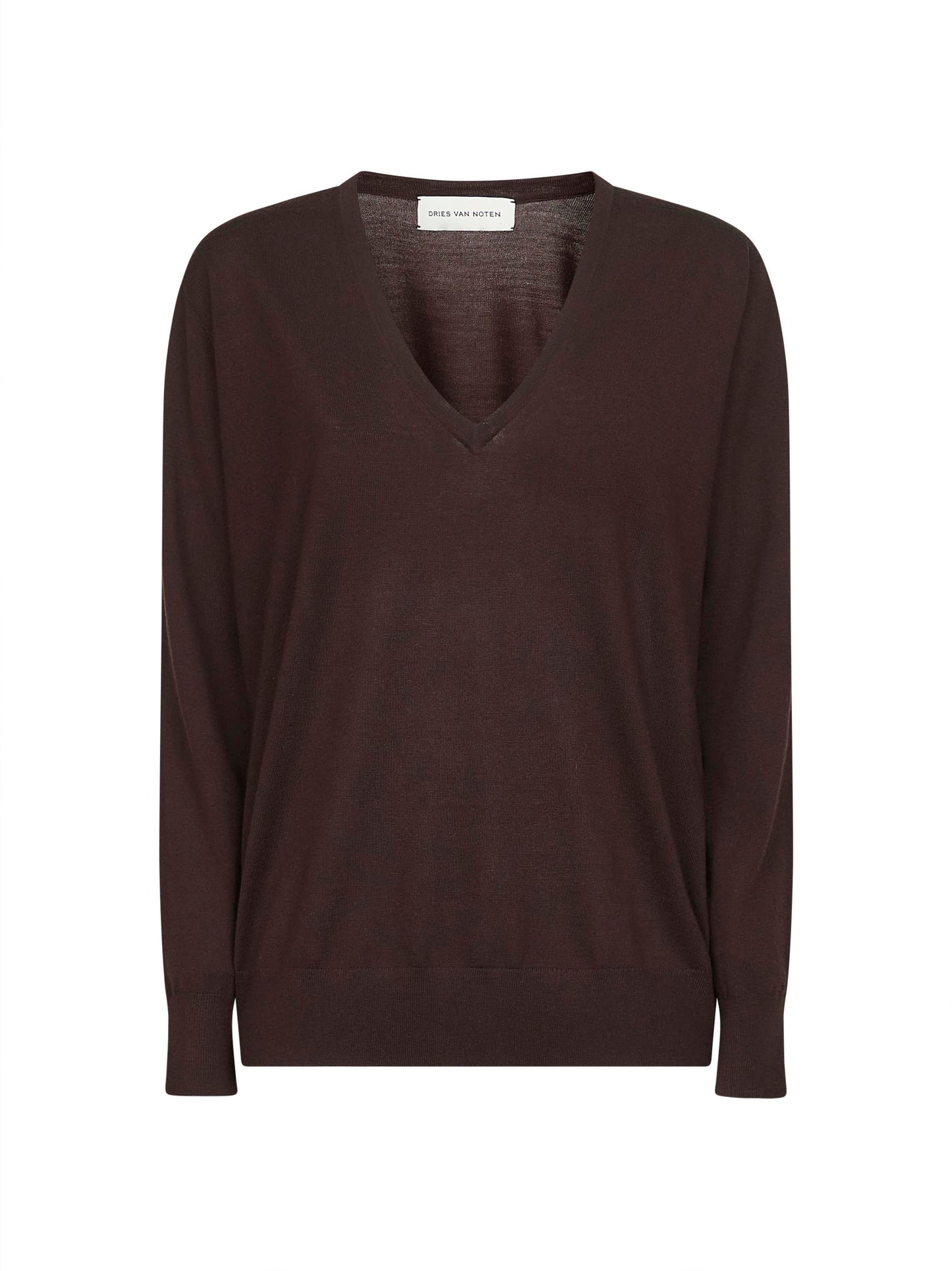 Brown fine Merino wool loose-fit sweater