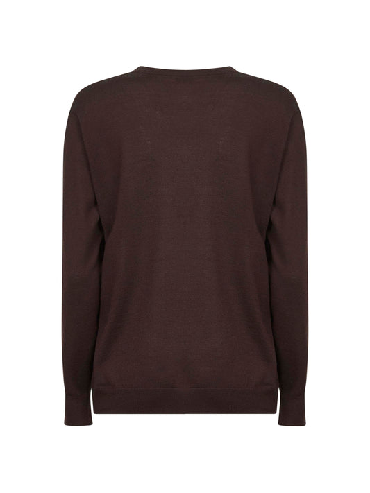 Brown fine Merino wool loose-fit sweater