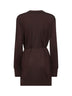 Cardigan lungo in lana merino marrone