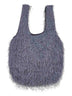 Borsa tote grande a frange grigio