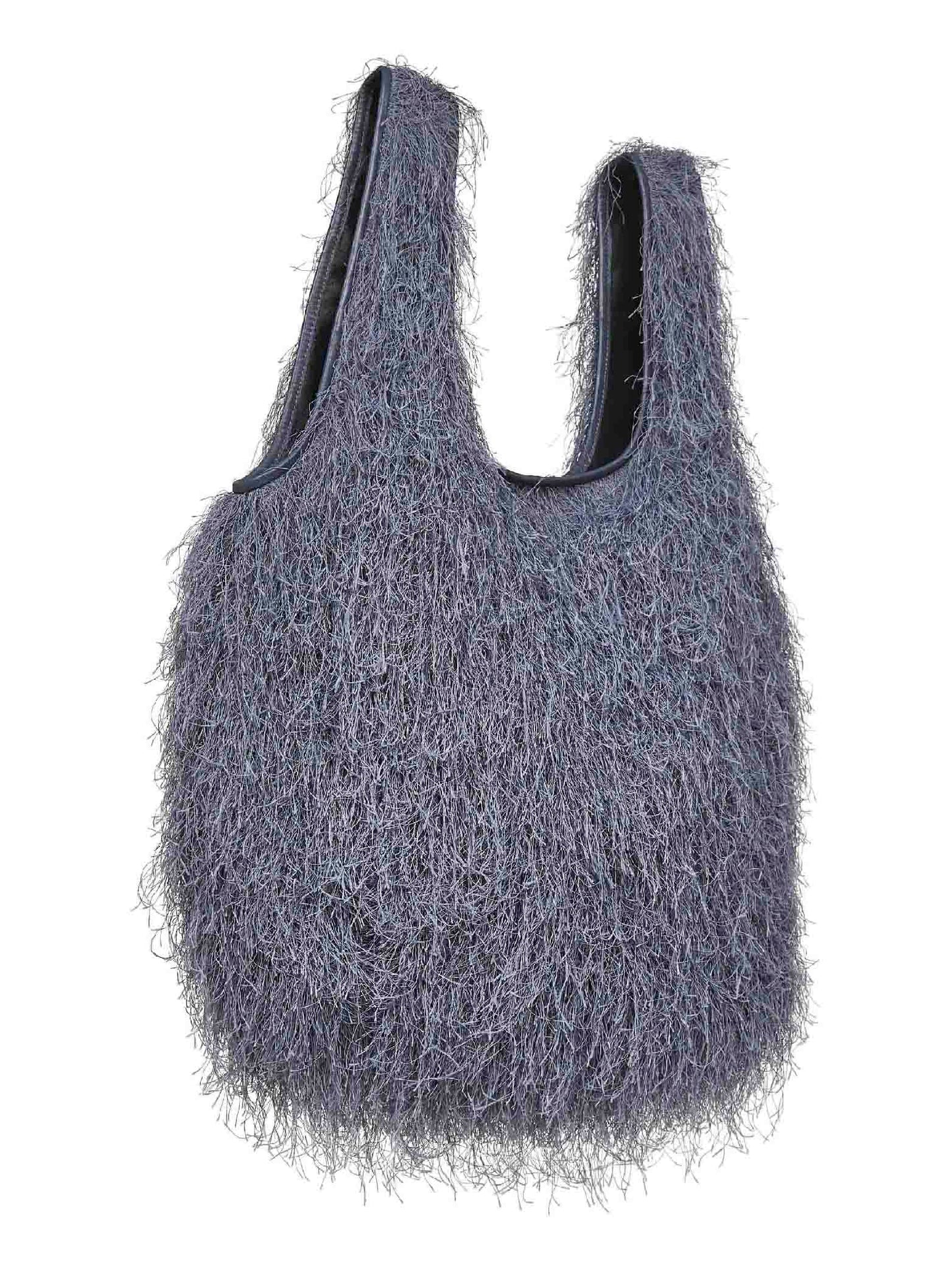 Borsa tote grande a frange grigio