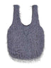 Borsa tote grande a frange grigio
