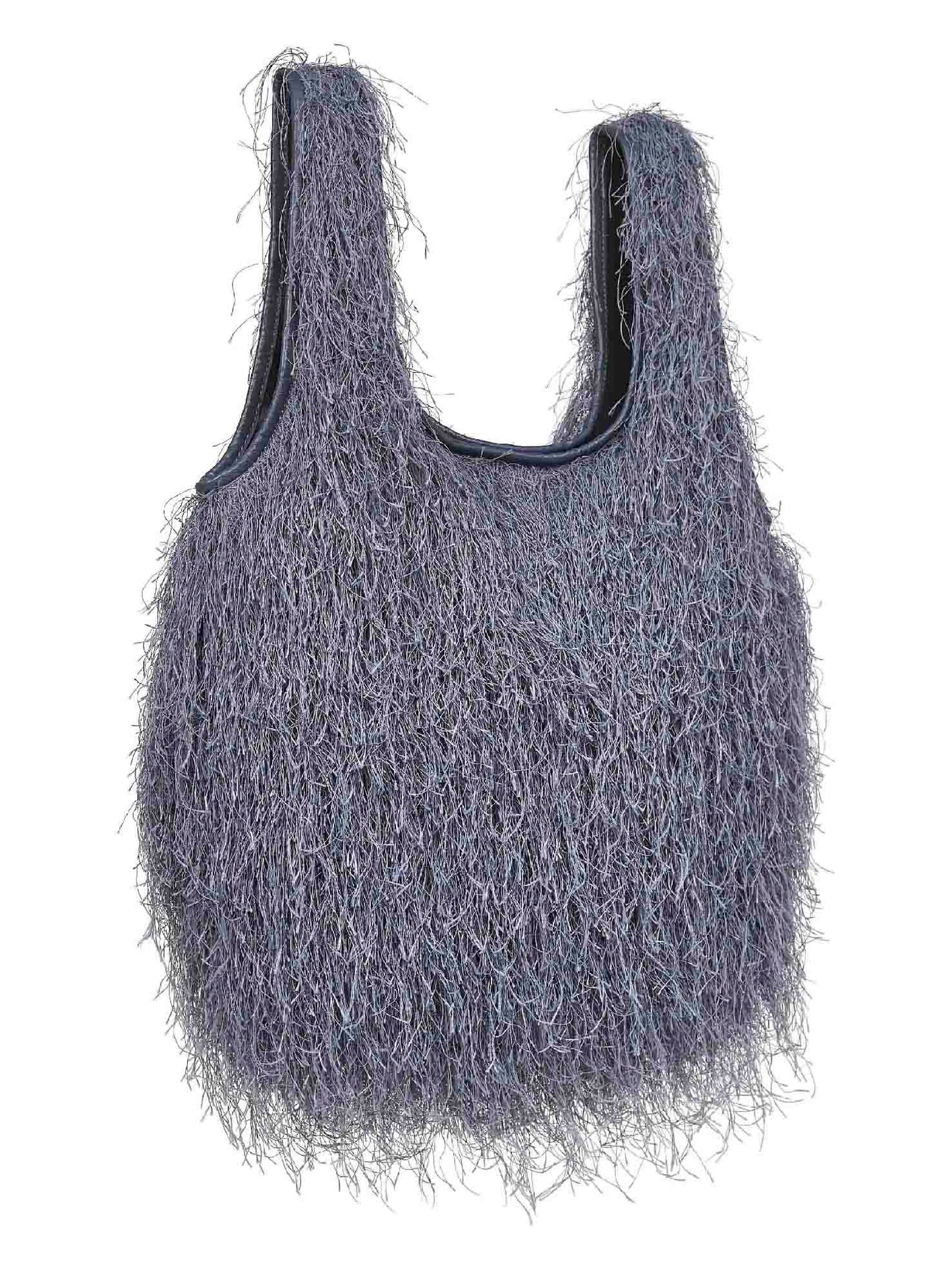 Borsa tote a frange grigio