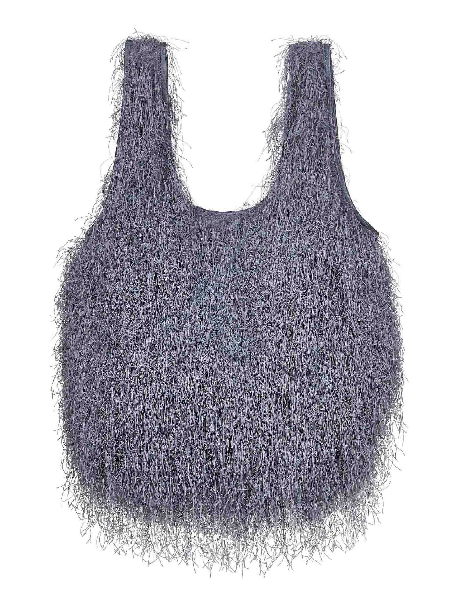 Borsa tote a frange grigio