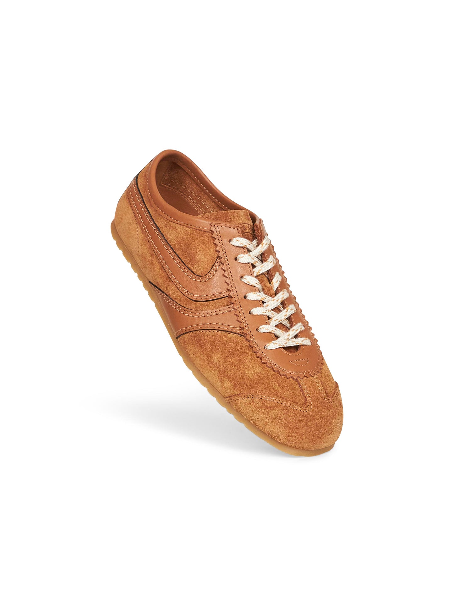 Sneakers in pelle scamosciata cammello