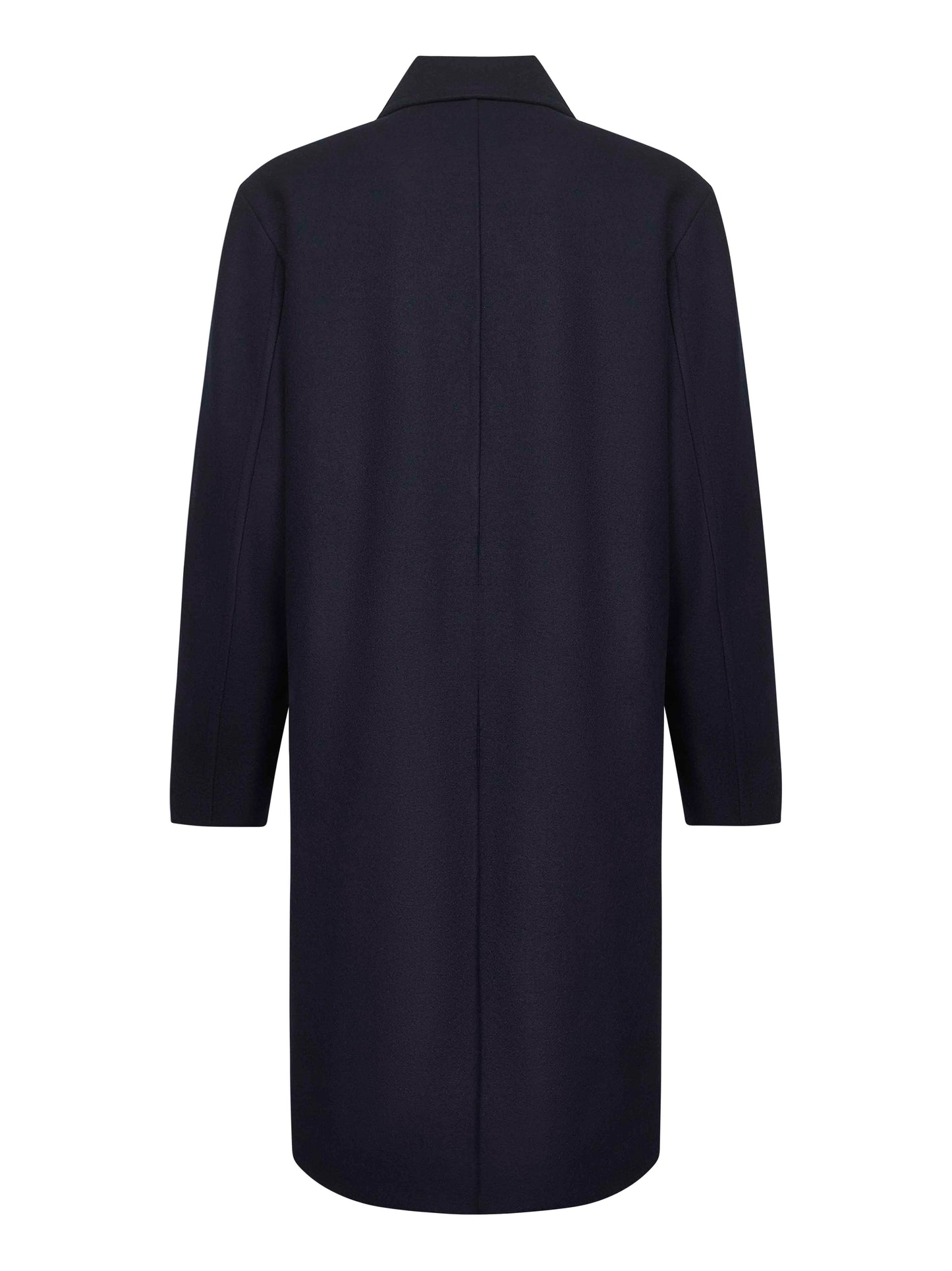 Blue wool blend single-breasted coat