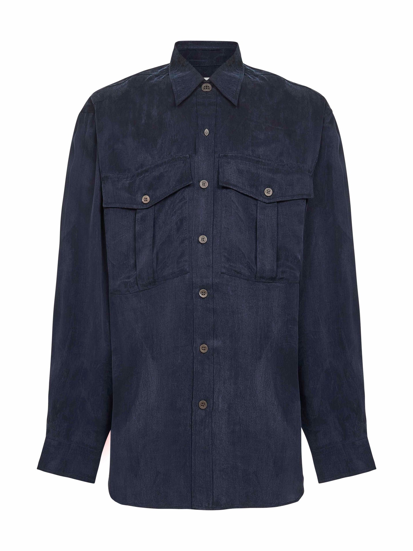 Camicia oversize in cupro blu