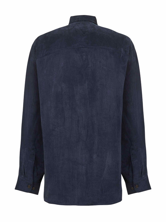 Camicia oversize in cupro blu
