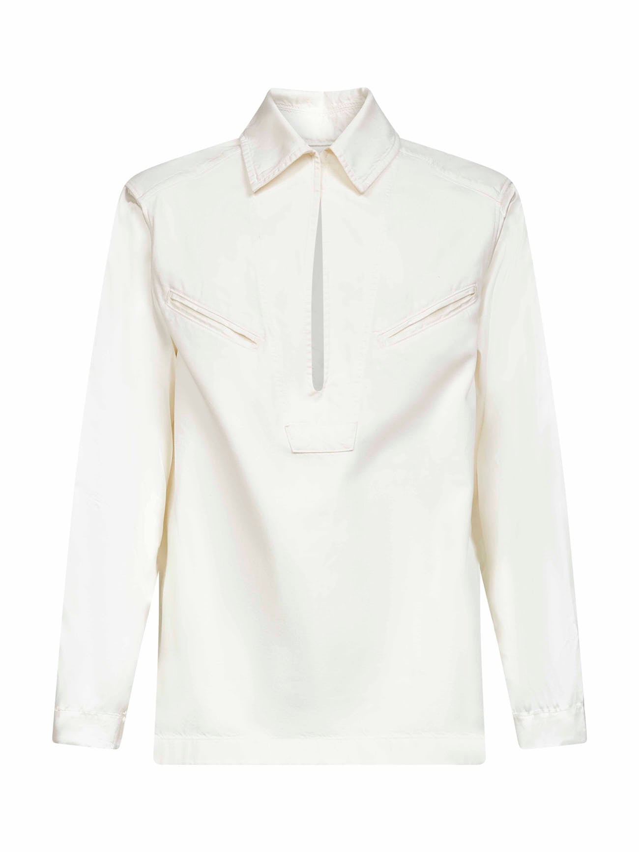 Camicia a tunica in cotone e viscosa bianco