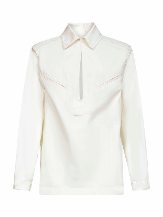 Camicia a tunica in cotone e viscosa bianco