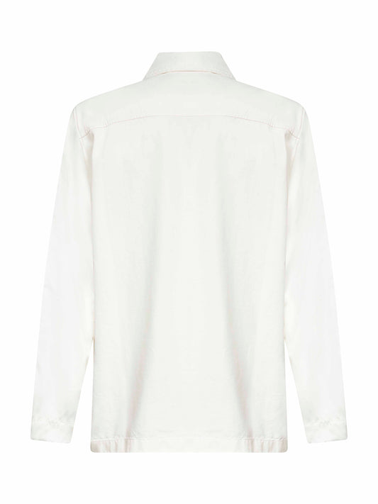 Camicia a tunica in cotone e viscosa bianco