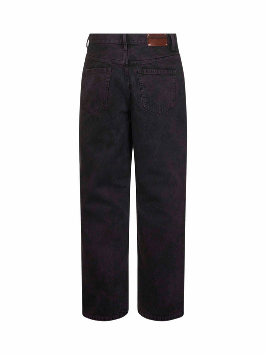 Purple washed cotton denim loose-fit jeans